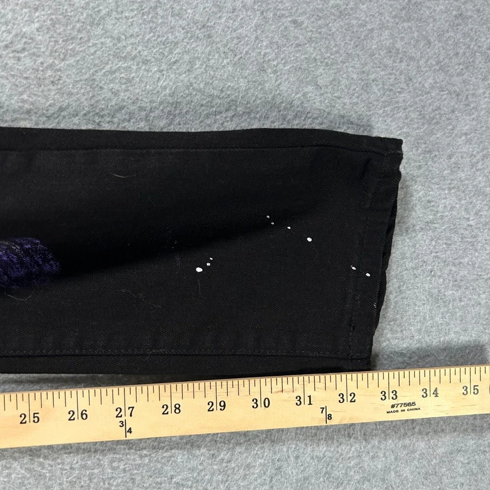 Focus Jeans Distressed Pants Mens 32 Black Purple Paint Splatter Streetwear